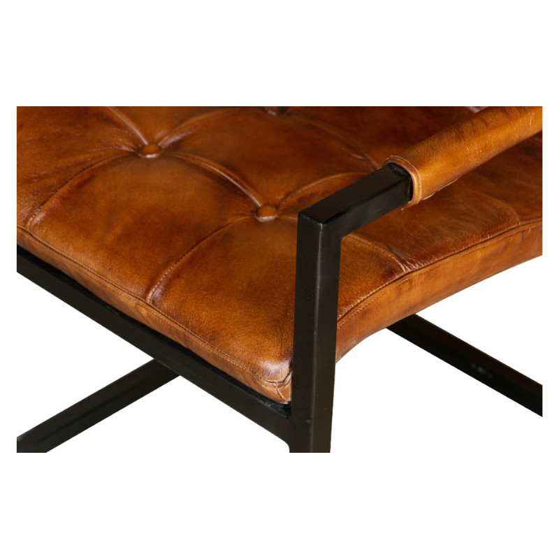Pure buffalo leather and Iron Bent Upholstered Fine Dine Chair Design leahteritte