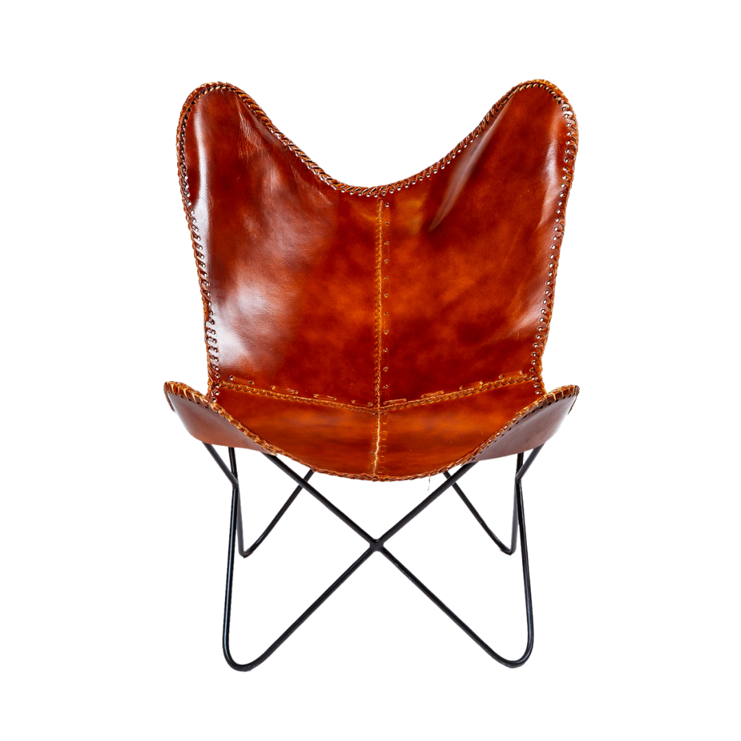 Pure buffalo Leather and Iron Butterfly Chair