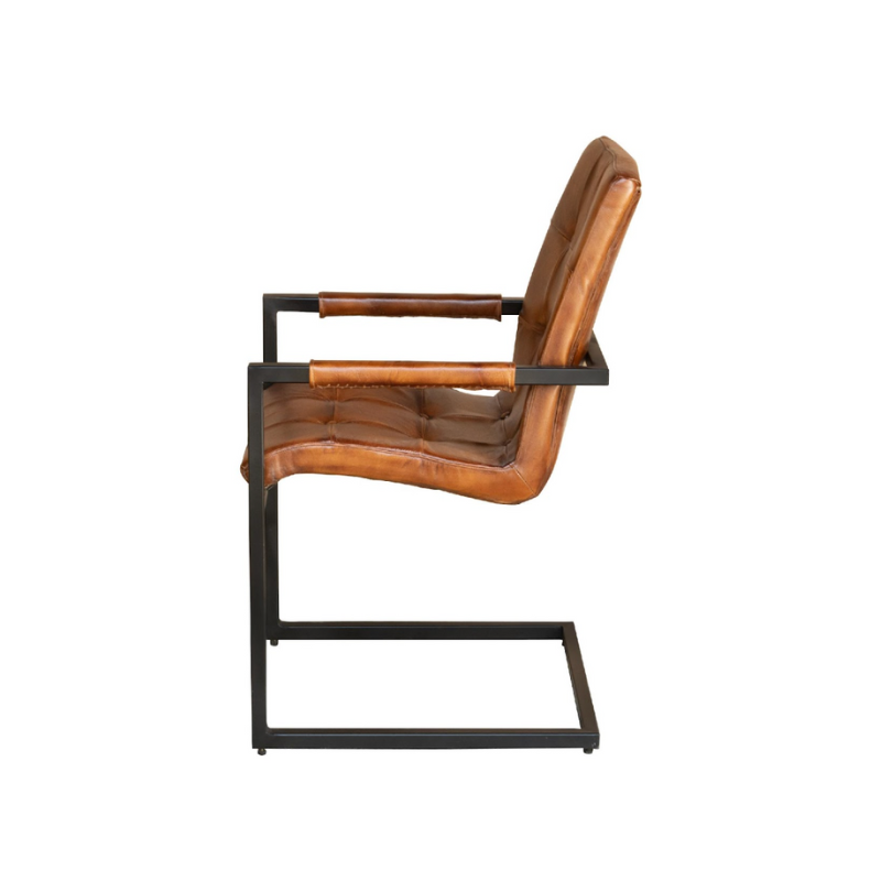 Pure buffalo leather and Iron Bent Upholstered Fine Dine Chair Design leahteritte