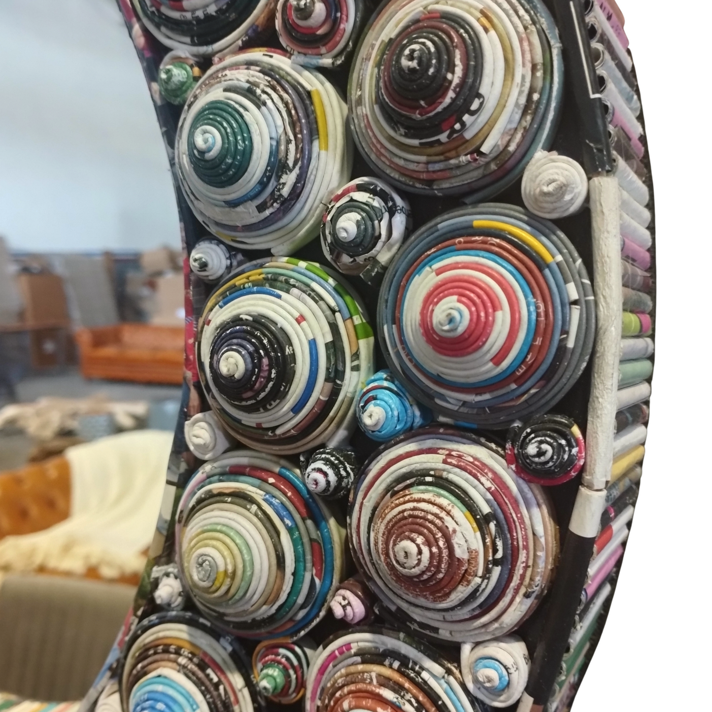Round Mirror with Paper Magazine Frame | 3 Sizes Available