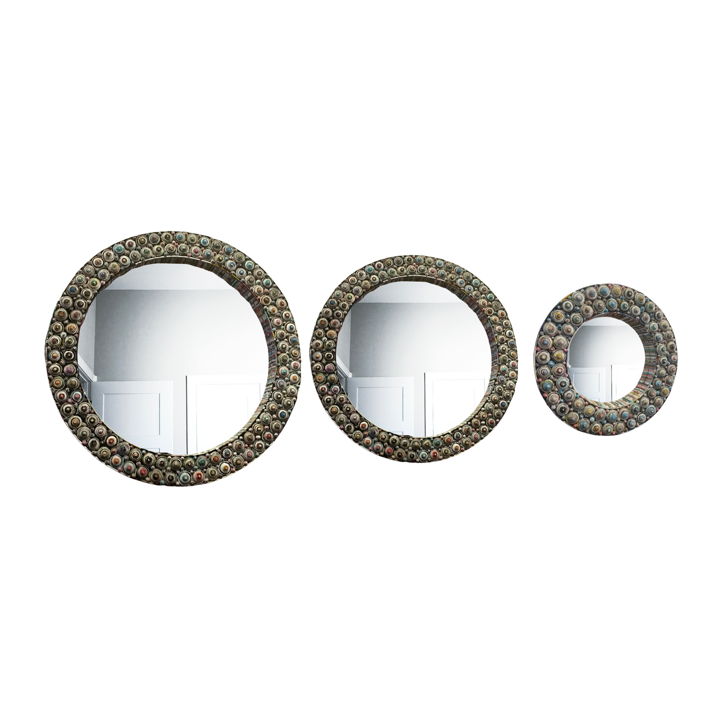 Round Mirror with Paper Magazine Frame | 3 Sizes Available