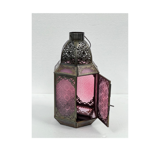 GHOTIC IRON AND GLASS LANTERN