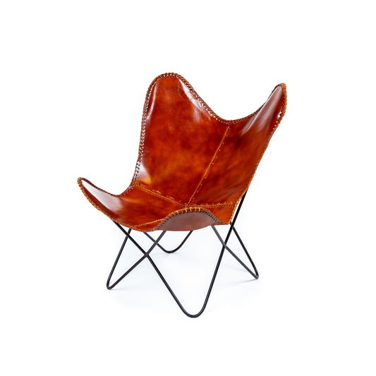 Pure buffalo Leather and Iron  Butterfly Chair