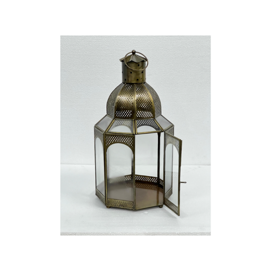 IRON AND GLASS LANTERN COPPER COLOR