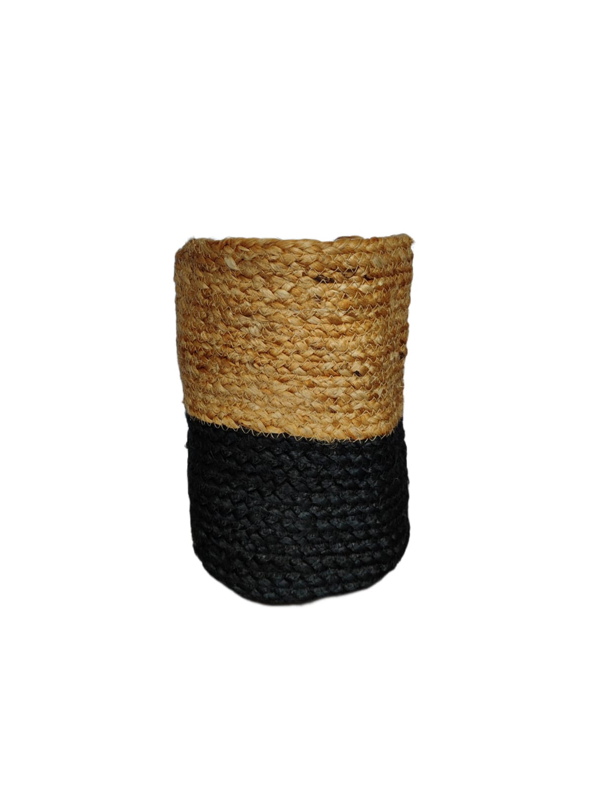 Jute Storage Basket	(Black and Natural Braided)