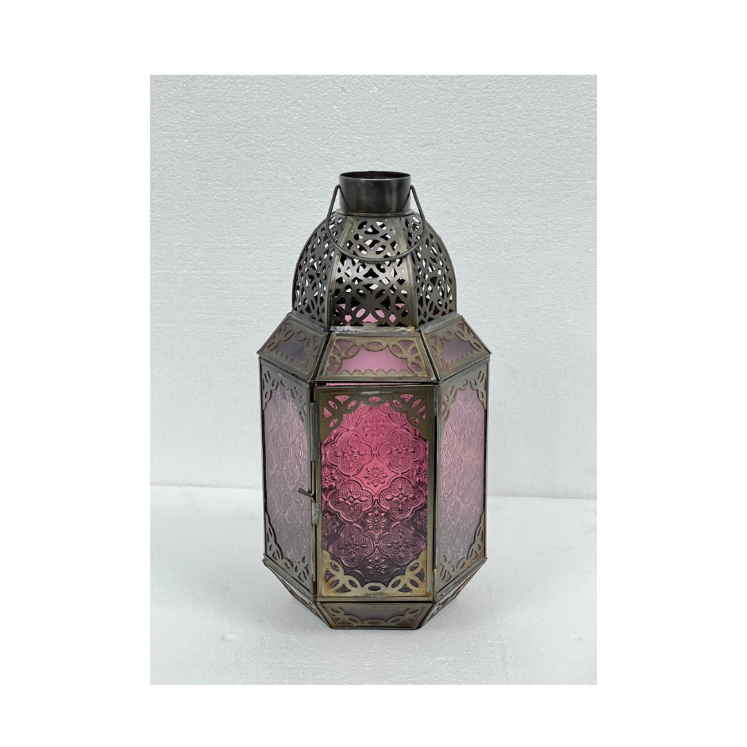 GHOTIC IRON AND GLASS LANTERN