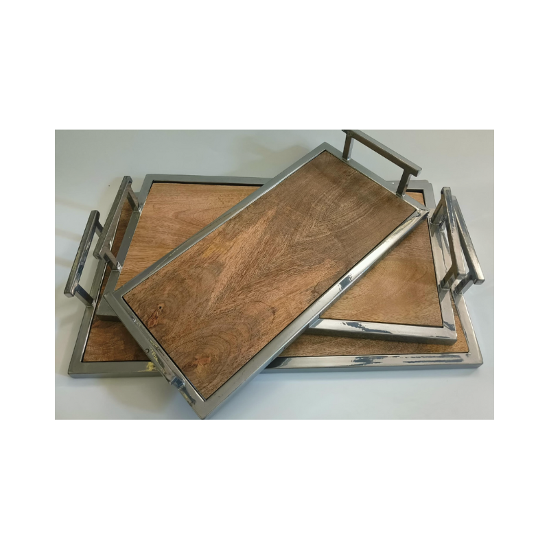 Mango wood and Iron WOODEN TRAY