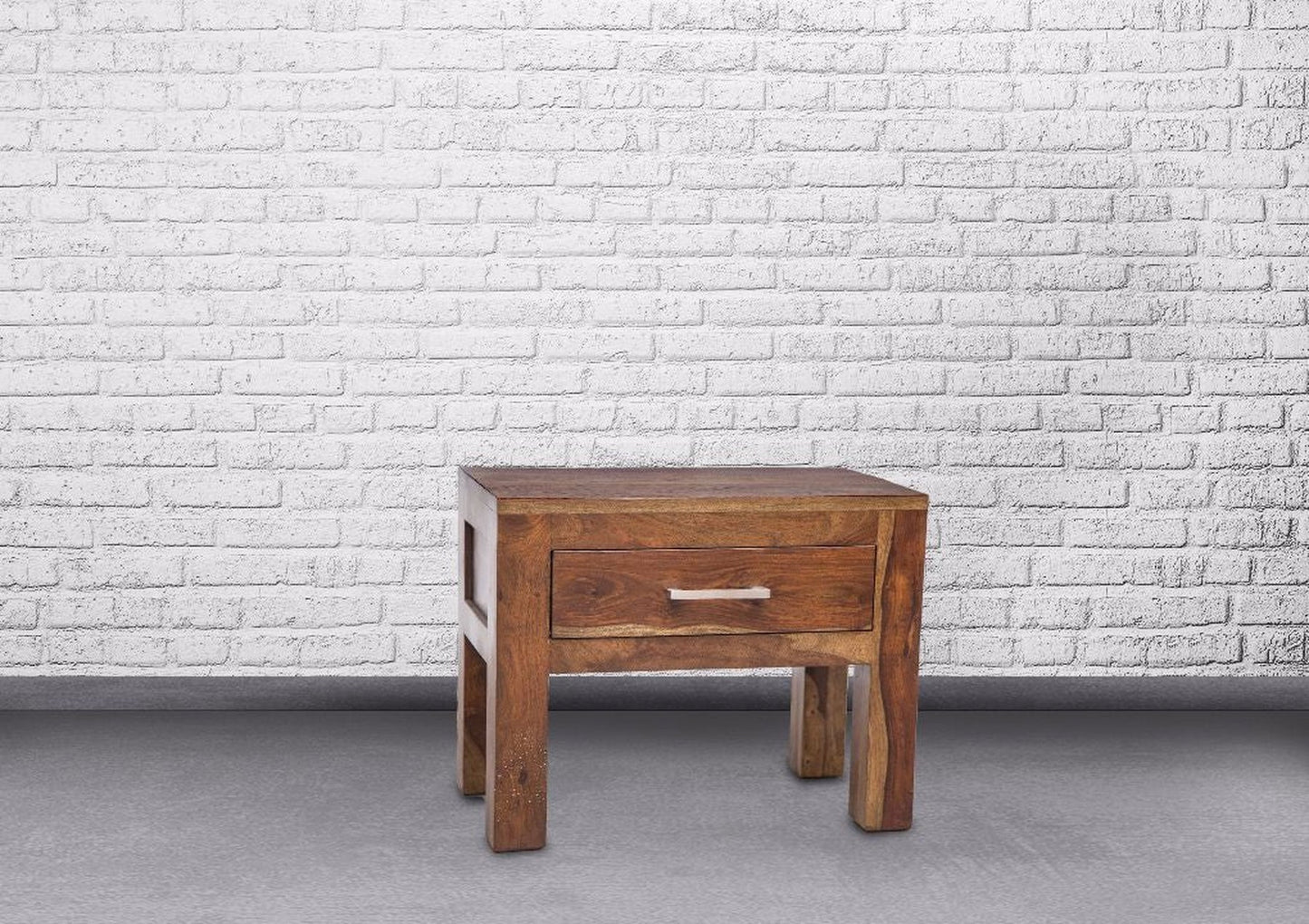 Zen Night Table - Wooden Beside Table with Drawer and Storage Shelf