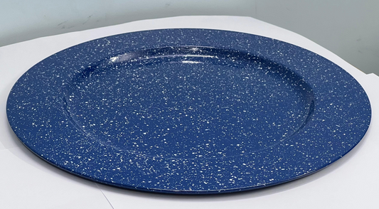 enameled and hand painted steel plate blue