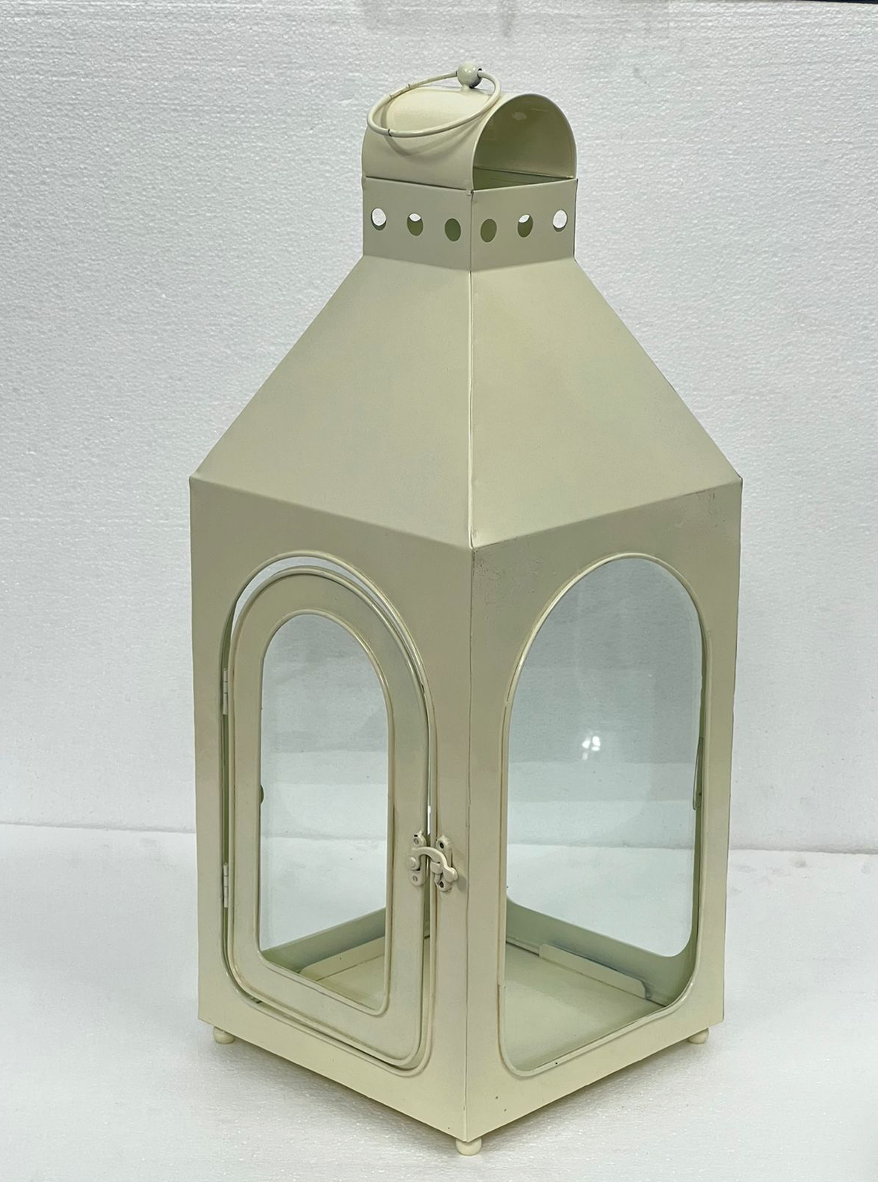 IRON AND GLASS LANTERN WHITE