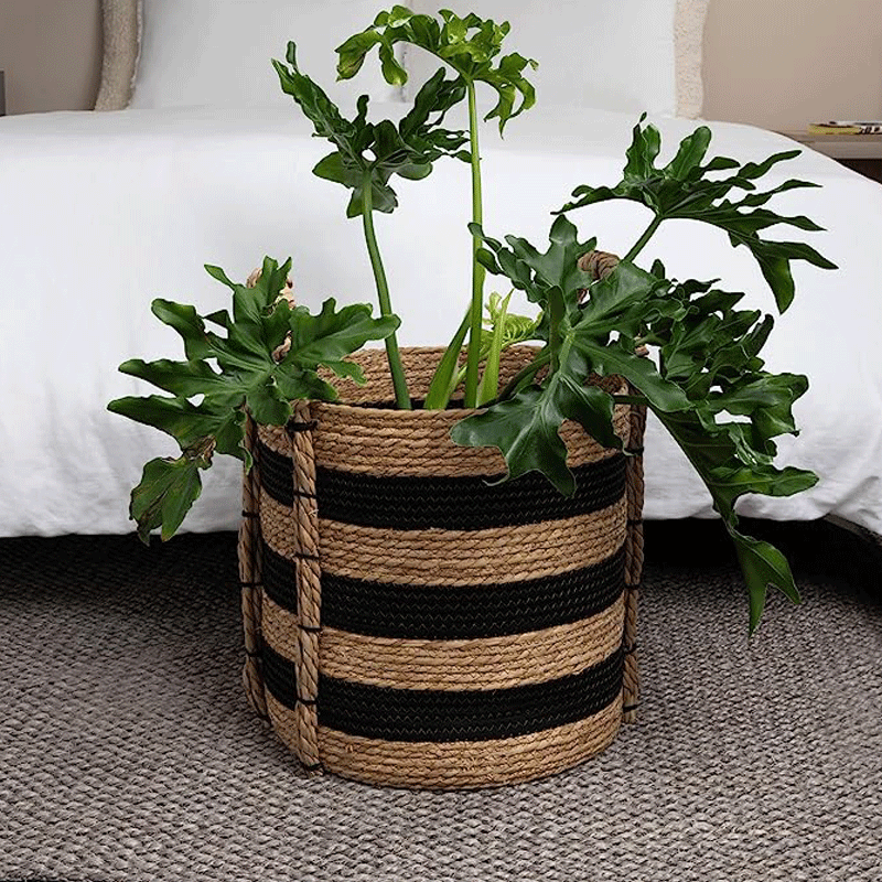 Jute Basket (Black and Natural)
