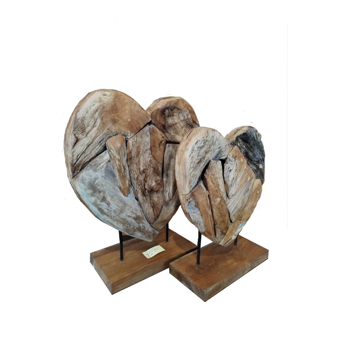 Heart on Stand, Teak Root (Double Side) | 3 Sizes Available