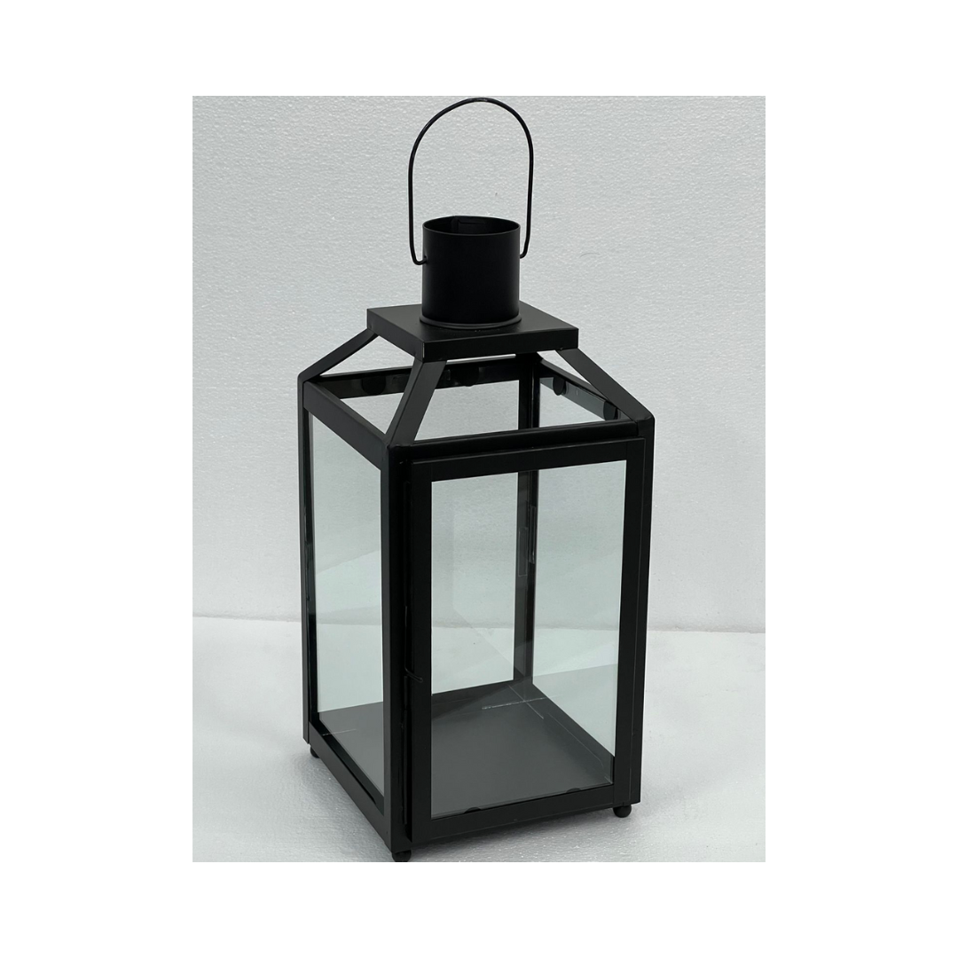 IRON AND GLASS LANTERN BLACK