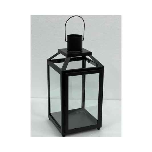 IRON AND GLASS LANTERN BLACK
